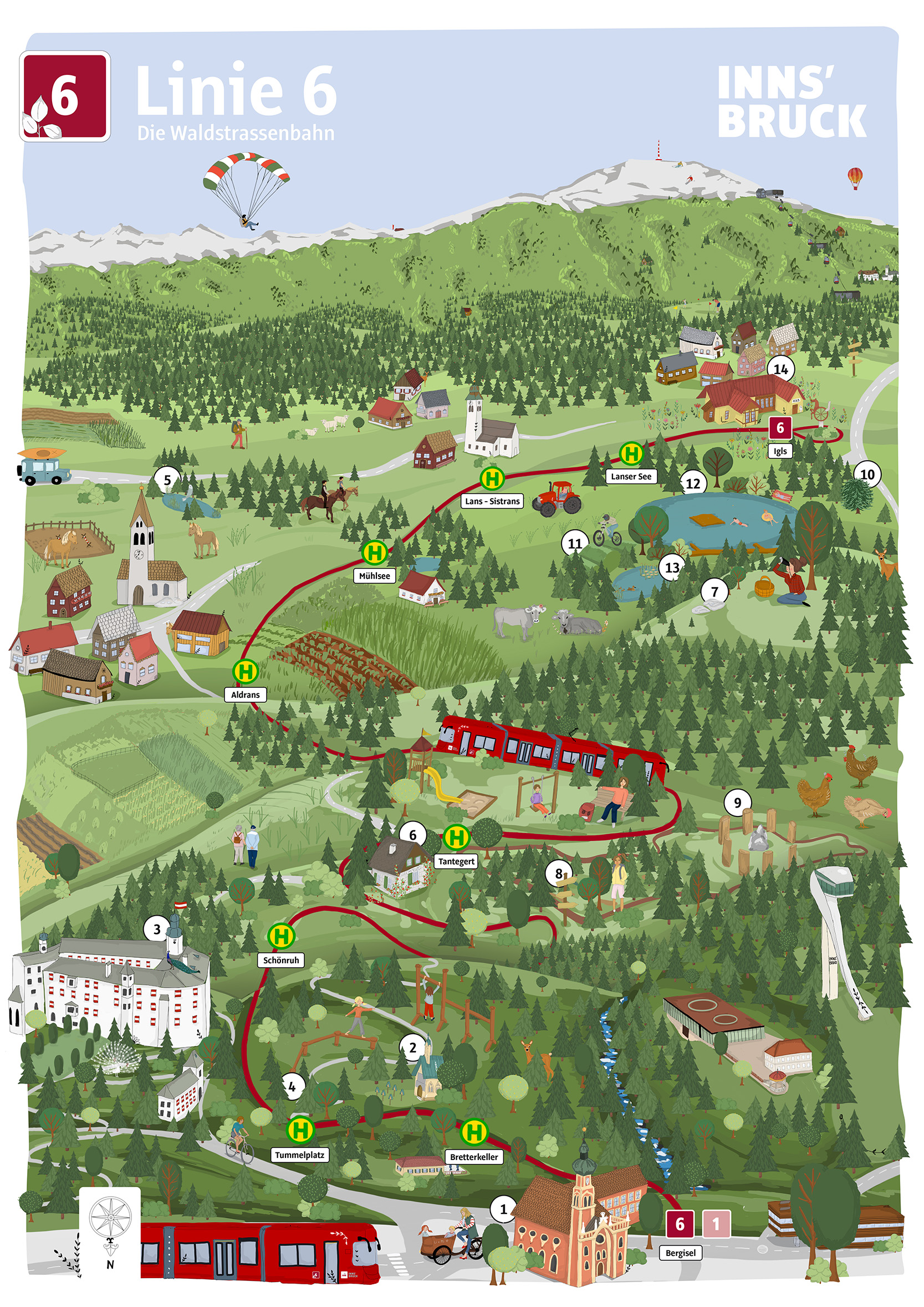 Die Vorderseite des neuen, gezeichneten Fahrplans.