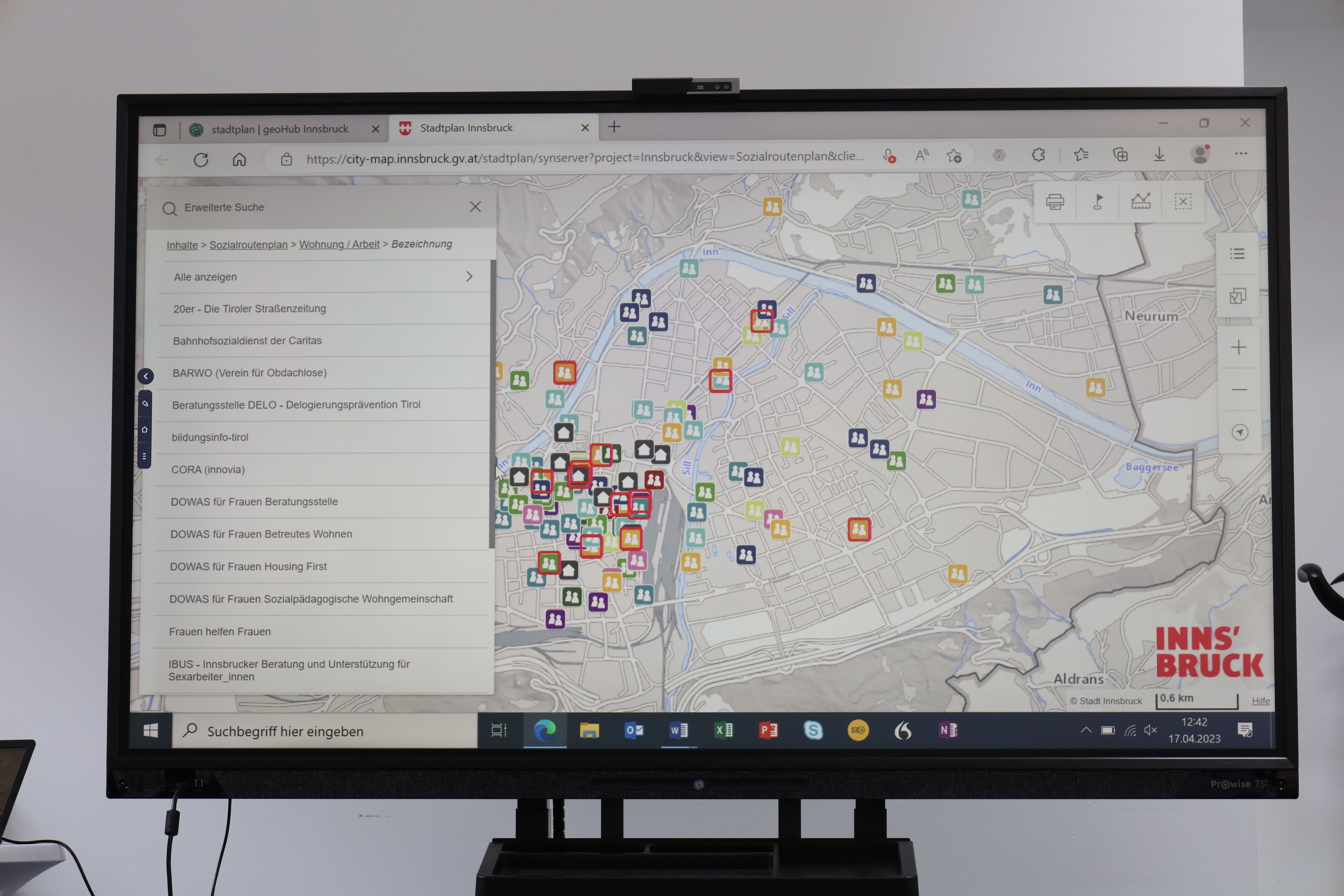Im Stadtplan sind die Vereine und sozialen Anlaufstellen nach Kategorien dargestellt.