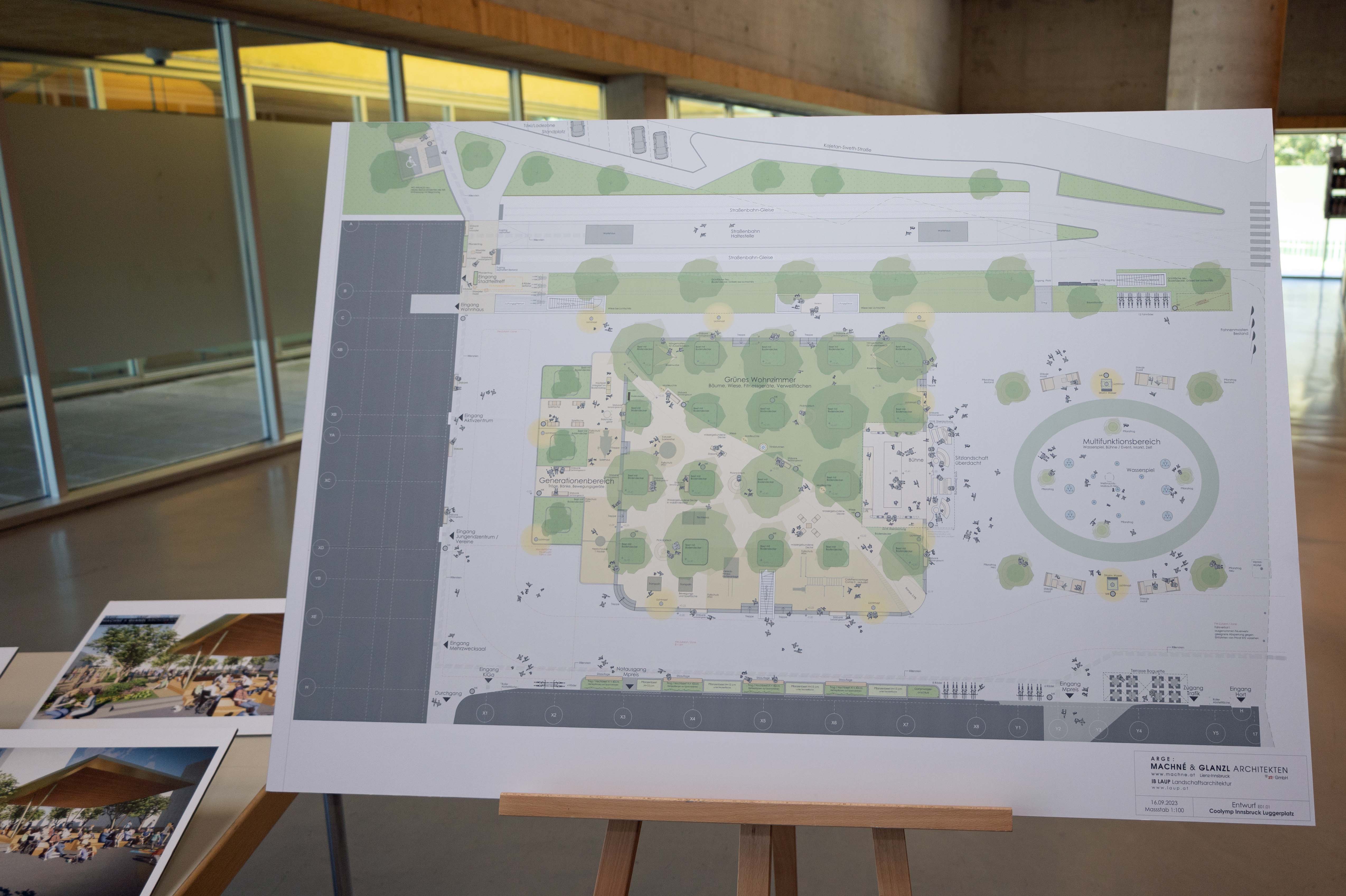 Der Entwurf sowie Visualisierungen des neuen Platzes konnten im Foyer sowie im Mehrzwecksaal am DDr.-Alois-Lugger-Platz betrachtet werden.