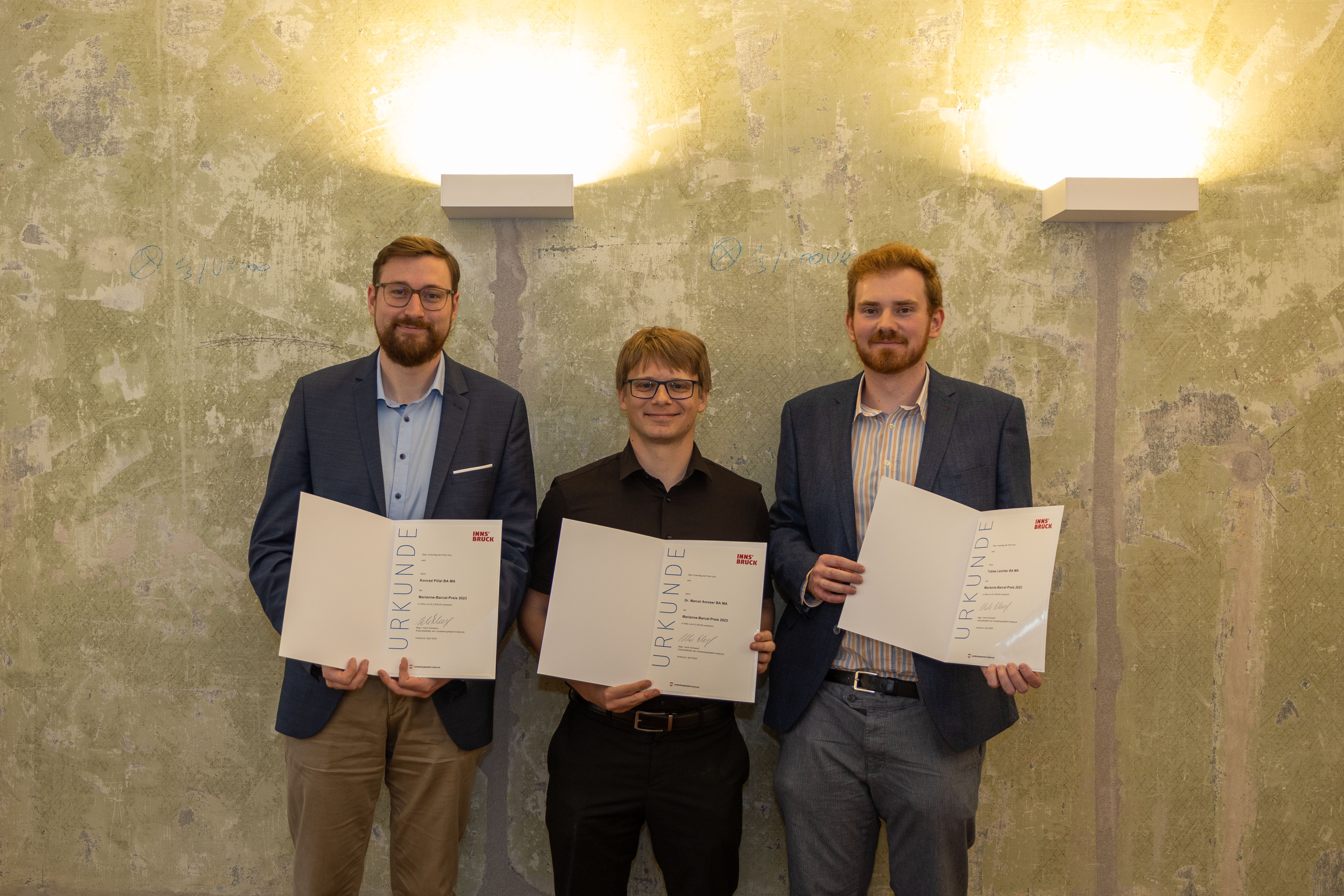 Die drei Preisträger Konrad Pölzl, Marcel Amoser und Tobias Leichter (v.l.).