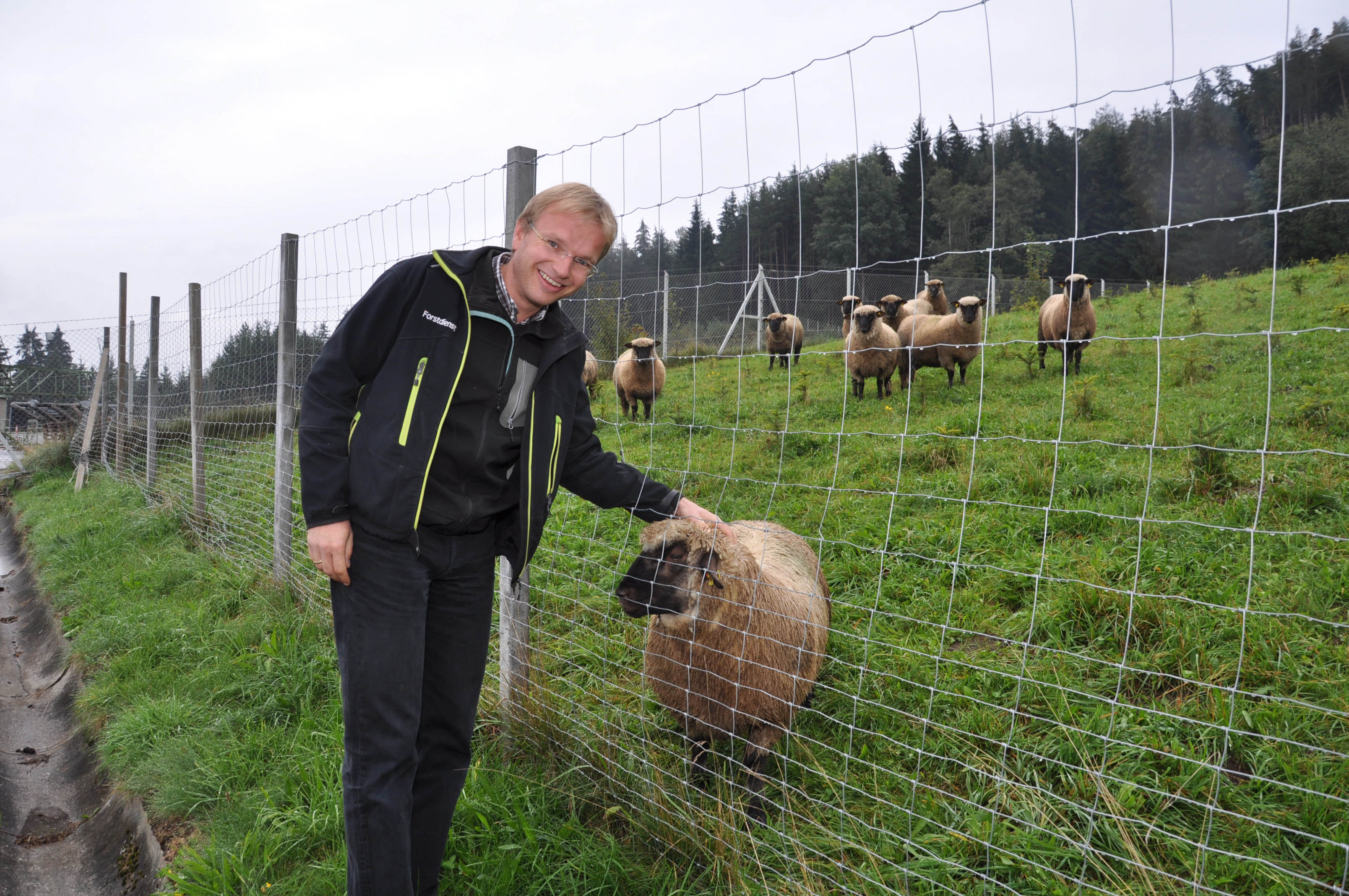 Albuin Neuner, Referatsleiter Land- und Forstwirtschaft, hat sich mit seinen tierischen MitarbeiterInnen bereits angefreundet.